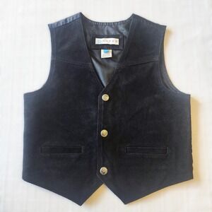 Boys Roper Black Suede Western Vest Size 8
